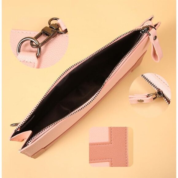 🆕Women Green Minimalist Clutch Bag Leather Envelope File Bag with Detachable - Picture 3 of 6